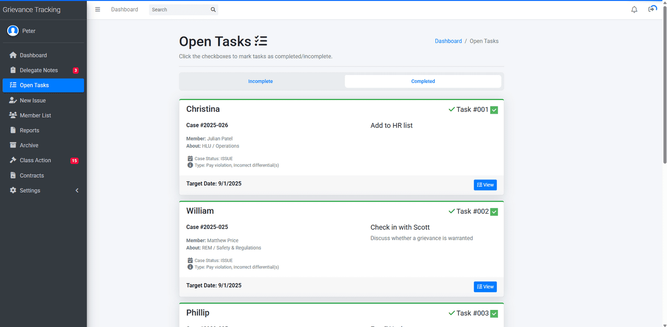 Grievance Tracking Application