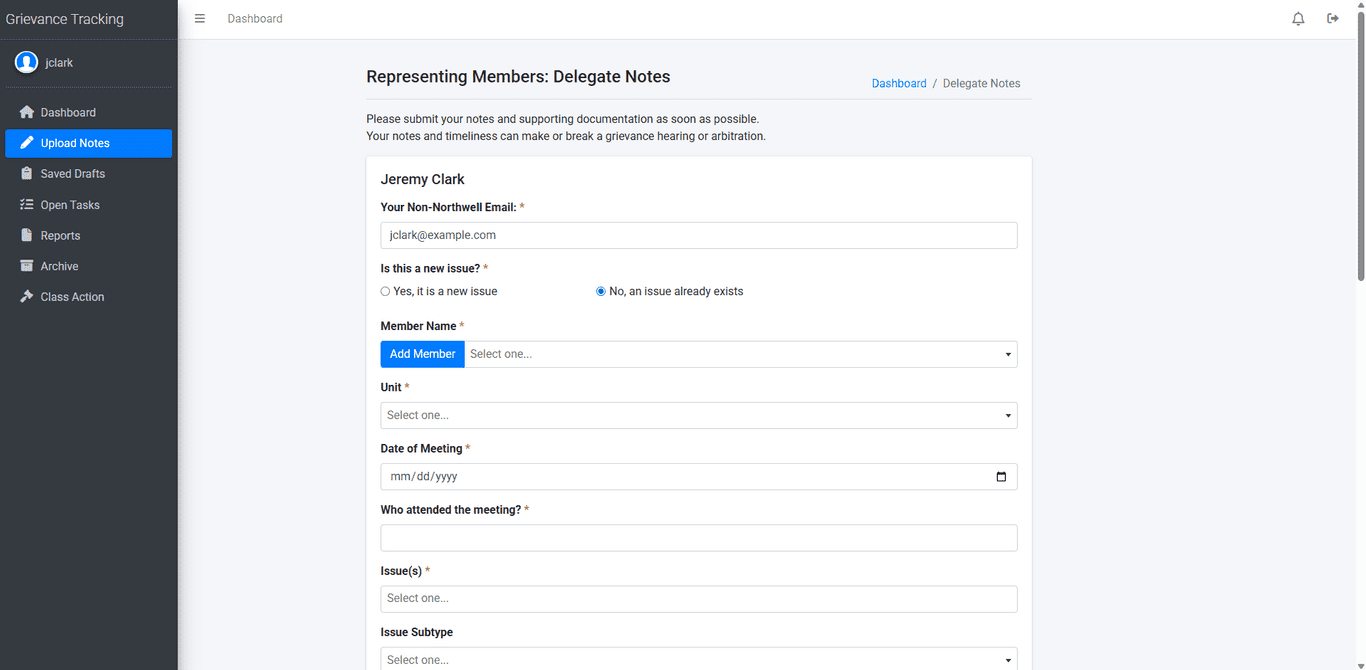 Grievance Tracking Application
